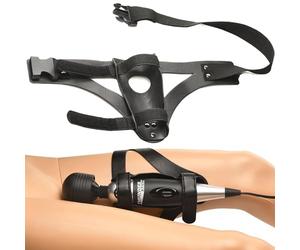 MASTER SERIES Thunder Strap Wand Thigh Harness for Women & Couples. Hands-Free Pleasure Compatible with Wands & Dildos Made with Vegan Leather. Adjustable and Great for Couples. 1 Piece, Black.