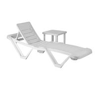 Master Sun Lounger & Side Table Set Resol White One Size
