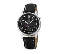 Master Time MTGA-10715-61L Radio Quartz Men's Watch Analogue Digital with Leather Strap, silver, Modern