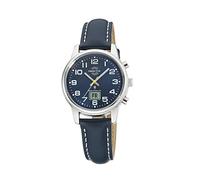 Master Time MTLA-10818-32L Funk Quartz Women's Watch Analogue Digital with Leather Strap, silver, Modern