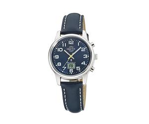 Master Time MTLA-10818-32L Funk Quartz Women's Watch Analogue Digital with Leather Strap, silver, Modern