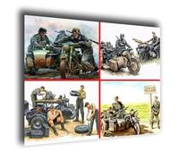 Masterbox Bundle LOT of German Motorcycle Troops 4 Plastic Kits 1/35