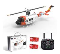 MasterBrickPlay 1/34 Scale F07S UH-1 Huey RC Helicopter, 2.4G 8CH Brushless Direct Drive 6G Flybarless Remote Control Helicopter Altitude Hold with GPS Positioning (White Rescue Livery)