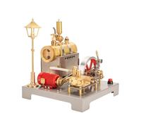 MasterBrickPlay Steam Engine Model kit, SE-02 Metal Reversible Horizontal Stationary Steam Engine and Boiler Model Kit with Generator and Street Lamp (100PCS)