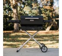 Masterbuilt Portable Charcoal Bbq Smoker With Cart Foldable Outdoor Grill Temperature Gauge Lockable Lid Black