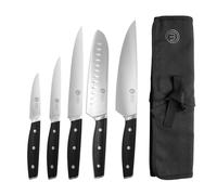 MasterChef Chef Knife Set with Bag, Professional Chef Knives x 5 with Knife Roll Bag, Premium Kitchen Knife Set with High Carbon Stainless Steel