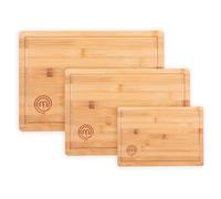 MasterChef Cutting Boards for Kitchen, Bamboo Chopping Board Set of 3, Organic Food Safe Surfaces for Preparing & Serving Meat, Cheese etc, Large, Medium & Small Wooden Boards with Juice Grooves
