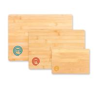 MasterChef Cutting Boards for Kitchen, Bamboo Chopping Board Set of 3, Organic Food Safe Surfaces for Preparing & Serving Meat, Cheese etc, Large, Medium & Small Wooden Boards with Color Coded Logos