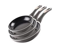MasterChef Frying Pans Nonstick, 3pc Frying Pan Set, Small 20cm, Med 24cm & Large 28cm, Induction Pans for All Hob Types, Strong & Durable Non Stick Aluminium, Heat Resistant Handles, Dishwasher Safe