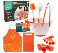 MasterChef Junior Cooking Essentials Set - 9 Pc. Kit Includes Recipes, Apron, Cutting Board, Mixing Bowl, Measure Cups, Spoons, Homemade