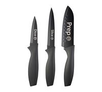 MasterChef Kitchen Knives Set of 3 Professional, Extra Sharp Stainless Steel Paring, Utility & Chef Knife With Non Stick Coating & Soft Touch Grip, 3
