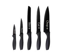 MasterChef Kitchen Knives Set of 5 With Captions Including Paring, Utility, Bread, Carving & Chef Knife, Sharp Stainless Steel, Non Stick Blades