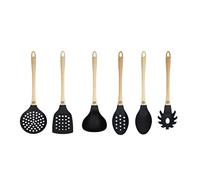 MasterChef Kitchen Set Nylon Utensils Set of 6 Toxic & Non Scratch Tools for Nonstick Cookware incl. Cooking Spoons & Spatulas, Natural Look