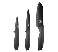 MasterChef Knife Set of 3 Kitchen Knives for Cooking (Chef, Paring & Utility), Professional Sharp Stainless Steel, Non Stick Blades & Soft Touch Handles, Easy Grip, Essential Collection, 3 Piece