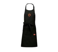 MasterChef Men & Women Black/Orange Apron - 100% Cotton Kitchen Apron - Adjustable BBQ Apron with Embroidered Logo - One Size Fits All (One Size) for Cooking & Pastry