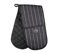 MasterChef Oven Gloves Heat Resistant, Double Oven Gloves Made from Cotton with Vegan PU Leather Logo & Hanging Loop, Attached Oven Mitts, Machine Washable, Heat Proof Pot Holders for the Kitchen