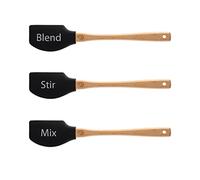 MasterChef Silicone Spatulas for Cooking & Baking Set of 3 Heat Resistant Kitchen Utensils with Wooden Handles, Black