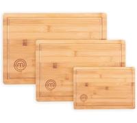 MasterChef Wooden Chopping Board Set of 3, Bamboo Cutting Boards for Kitchen, Reversible Wood Boards with Juice Grooves in Small, Medium & Large Sizes, 23cm x 15cm, 34cm x 23.5cm, 38cm x 27.5cm
