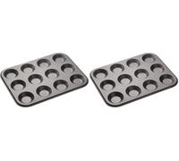 MasterClass 12 Hole Mince Pie Baking Tray with PTFE, PFOA and BPA Free Non Stick, Robust 1mm Thick Carbon Steel, 32 x 24cm Jam Tart Tin (Pack of 2)