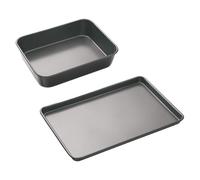 MasterClass 2 Piece Bakeware Set, Deep Roasting Tin and Large Baking Tray, PFAS-Free Non-Stick Carbon Steel Oven Cookware for Roasting and Baking