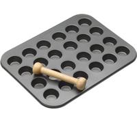 MasterClass 24 Hole Non-Stick Mini Tart & Canapé Tray with Wooden Plunger Tool, Carbon Steel Bakeware for Mini Quiches, Tarts and Party Bakes, 35 x 27cm, PFAS-Free Bakeware