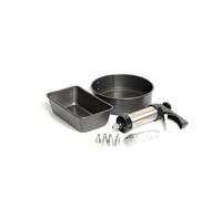 MasterClass 24Pc Baking Set With Non-Stick Round Tin, 2Lb Loaf Tin, Biscuit Press/icing Gun, 8 Stainless Steel Nozzles & 13 Cutters