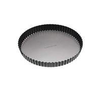 MasterClass 28 cm Loose Bottomed Tart Tin, Fluted Round Quiche Pan with PFOA Non Stick, Robust 1 mm Thick Carbon Steel, 11 Inch, Black