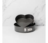 MasterClass 2pc Cake Pan Set, 25cm Round Baking Pan & Heart-Shaped Baking Pan in Charcoal Masterclass Charcoal