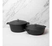 MasterClass 2pc Cast Aluminium Casserole Dish Set, Black, 4L & 5L in Grey Masterclass Grey