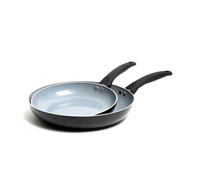 MasterClass 2pc Ceramic Non-Stick Eco Frying Pan Set with 2x Induction-Safe Frying Pans, 24cm and 30cm - Black - Aluminum - Frying Pans