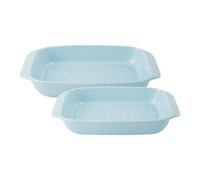 MasterClass 2pc Ceramic Roaster Set, 1.25L and 2L Oven-to-Table Roasting Dishes with Easy-Grip Handles, Rectangular Roasting Dish Ideal for Meat, Vegetables and Casseroles, Sky Blue, 23cm and 30cm