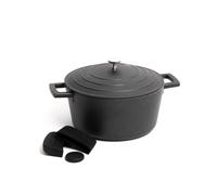 MasterClass 2pc Cookware Set with Black Non-Stick Cast Aluminium Casserole Dish, 24cm/4L & 3pc Silicone Handle Cover Set - Gift Boxed Masterclass Black