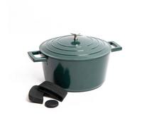 MasterClass 2Pc Cookware Set With Hunter Green Non-Stick Cast Aluminium Casserole Dish, 24Cm/4L And 3Pc Silicone Handle Cover Set