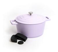 MasterClass 2Pc Cookware Set With Lavender Non-Stick Cast Aluminium Casserole Dish, 24Cm/4L And 3Pc Silicone Handle Cover Set