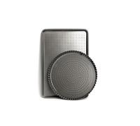 Crusty Bake Set of 2 Trays, Fluted FlanQuiche Tin BakingCookie Tray - Black