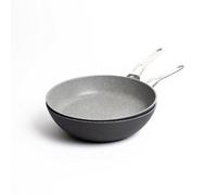 MasterClass Set of Cast Aluminium Fry Pan 28cm, Wok 28cm - Grey