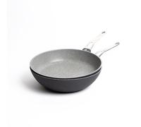 MasterClass 2pc Induction-Safe Cast Aluminium Cookware Set with 28cm Non-Stick Frying Pan & 28cm Wok in Grey Masterclass Grey