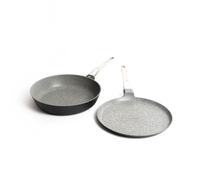 MasterClass 2pc Induction-Safe & Non-Stick Cast Aluminium Pan Set with 28cm Frying Pan & 28cm Crepe Pan in Grey Masterclass Grey