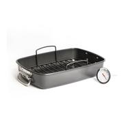 MasterClass 2pc Non-Stick Roasting Set with Large Roasting Tin & Rack & Wireless Stainless Steel Meat Thermometer Masterclass Multicolor Large