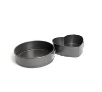 MasterClass 2pc Non-Stick Spring Form Loose Base Cake Pan Set with 25cm Round Baking Pan & Heart-Shaped Baking Pan | Size: Large Masterclass Multicolor Large