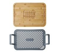 MasterClass 2 Piece Roast and Rest Set with Handles, Innovative Silicone Roasting Rack with Resting Board to Carve and Serve Heat Resistant, Non-Toxic Silicone, Fits Into Baking Tray from 50-40cm