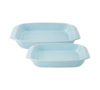 MasterClass 2pc Sky Blue Ceramic Roaster Set in Light Blue Masterclass Light Blue