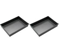 MasterClass 35 x 24 cm Baking/Roasting Tray with PFOA Non Stick, Robust 1 mm Carbon Steel Deep Rectangular Traybake Tin, Grey (Pack of 2)