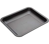 MasterClass 38 x 3.5 cm Roasting Tin with PTFE, PFOA and BPA Free Non Stick, Robust 1 mm Thick Carbon Steel Sloped Open Roaster Tray