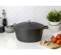 MasterClass 3pc Black Cast Aluminium Casserole Dish Set with 5L Large Dish, 2.5L Medium Dish, 4L Shallow Dish and Silicone Handle Covers - Black - Aluminum and Silicone - Casserole Dishes