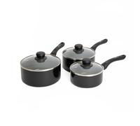 MasterClass 3pc Can-to-Pan Non-Stick Alumninium Saucepan Set, with 16cm, 18cm & 20cm Saucepans with Lids in Dark Grey Masterclass Dark Grey