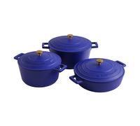 MasterClass 3pc Cast Aluminium Casserole Dish Set, Electric Blue, 2.5L, 4L, 5L in Dark Blue Masterclass Dark Blue