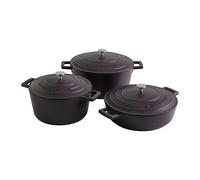 MasterClass 3pc Cast Aluminium Casserole Set with Self-Basting Lids, Non-Stick, Induction to Oven, 2.5-5L, Purple, Gift Boxed - Purple - Aluminum - Casserole Dishes
