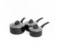 MasterClass 3Pc Ceramic Non-Stick Eco Aluminium Saucepan Set With 16Cm, 18Cm And 20Cm Saucepans With Lids