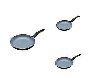 MasterClass 3pc Ceramic Non-Stick Eco Frying Pan Set with 3X Induction-Safe Frying Pans, 24cm, 26cm and 28cm